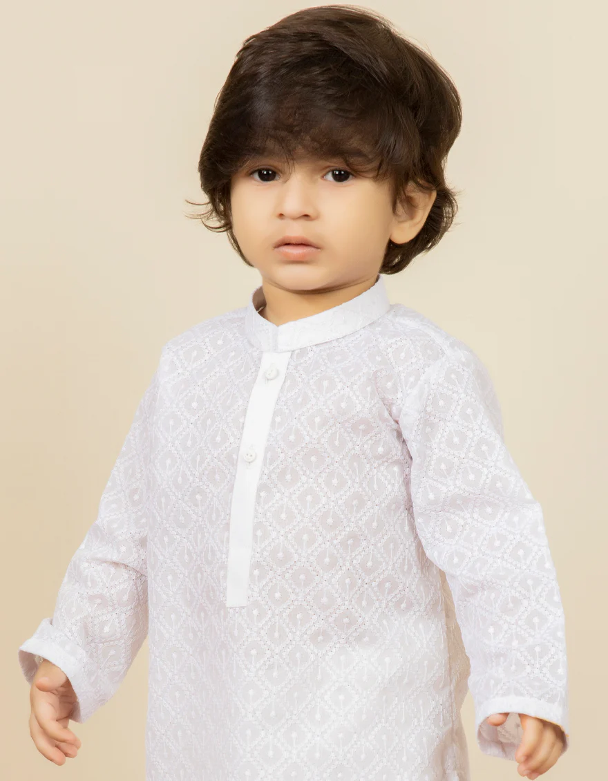 WHITE BLENDED KAMEEZ SHALWAR | JJIKP-US-45100/A22/JJ8423-CL - Image 2