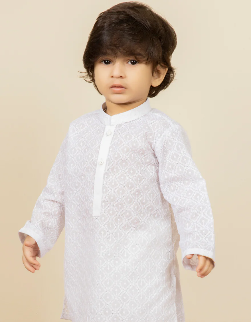 WHITE BLENDED KAMEEZ SHALWAR | JJIKP-US-45100/A22/JJ8423-CL - Image 3