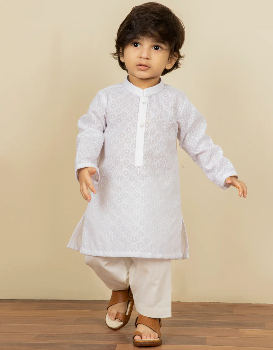 WHITE BLENDED KAMEEZ SHALWAR | JJIKP-US-45100/A22/JJ8423-CL - Image 4