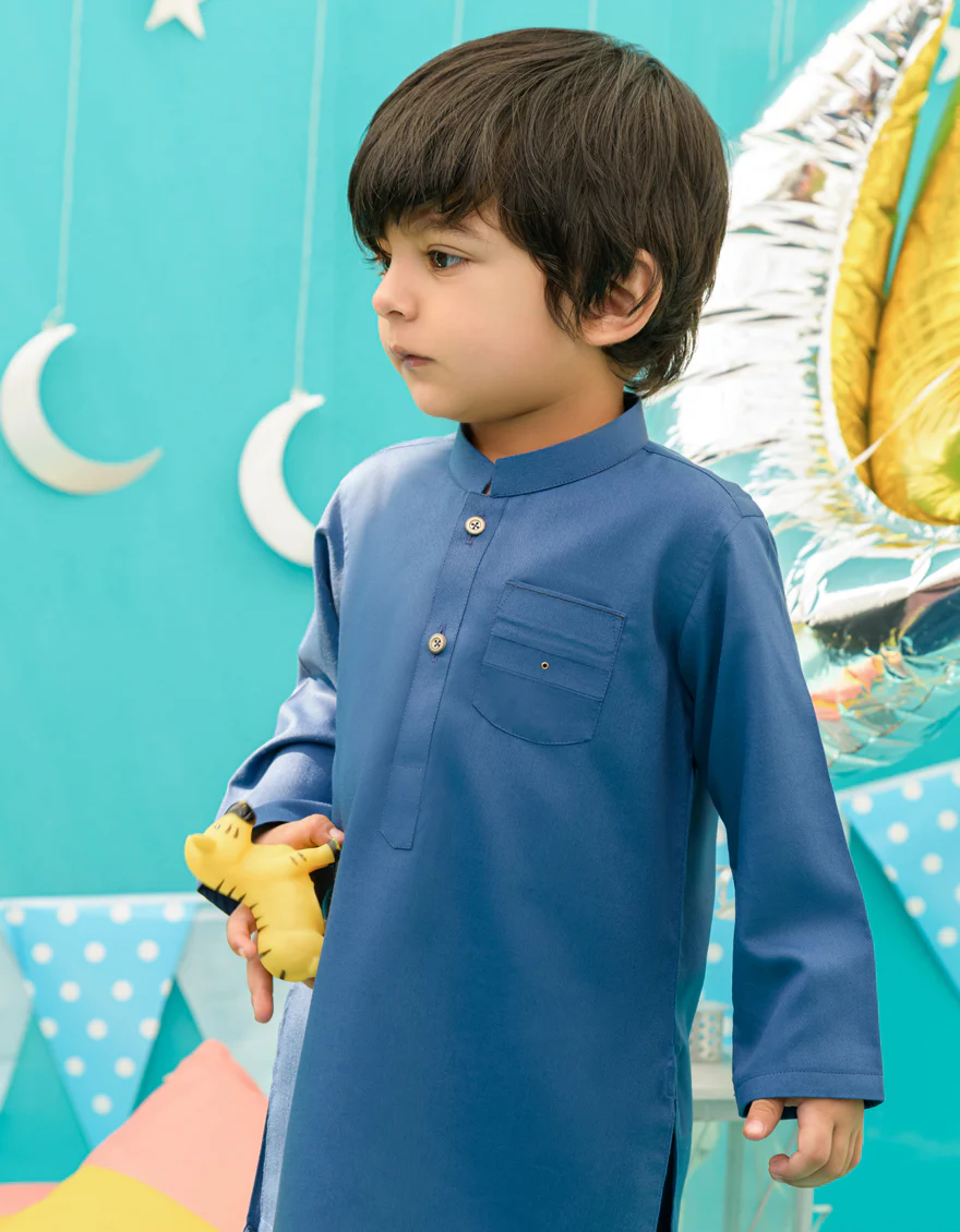 BLUE BLENDED KAMEEZ SHALWAR | JJIKP-US-45218/A23/JJ8812-CL - Image 2