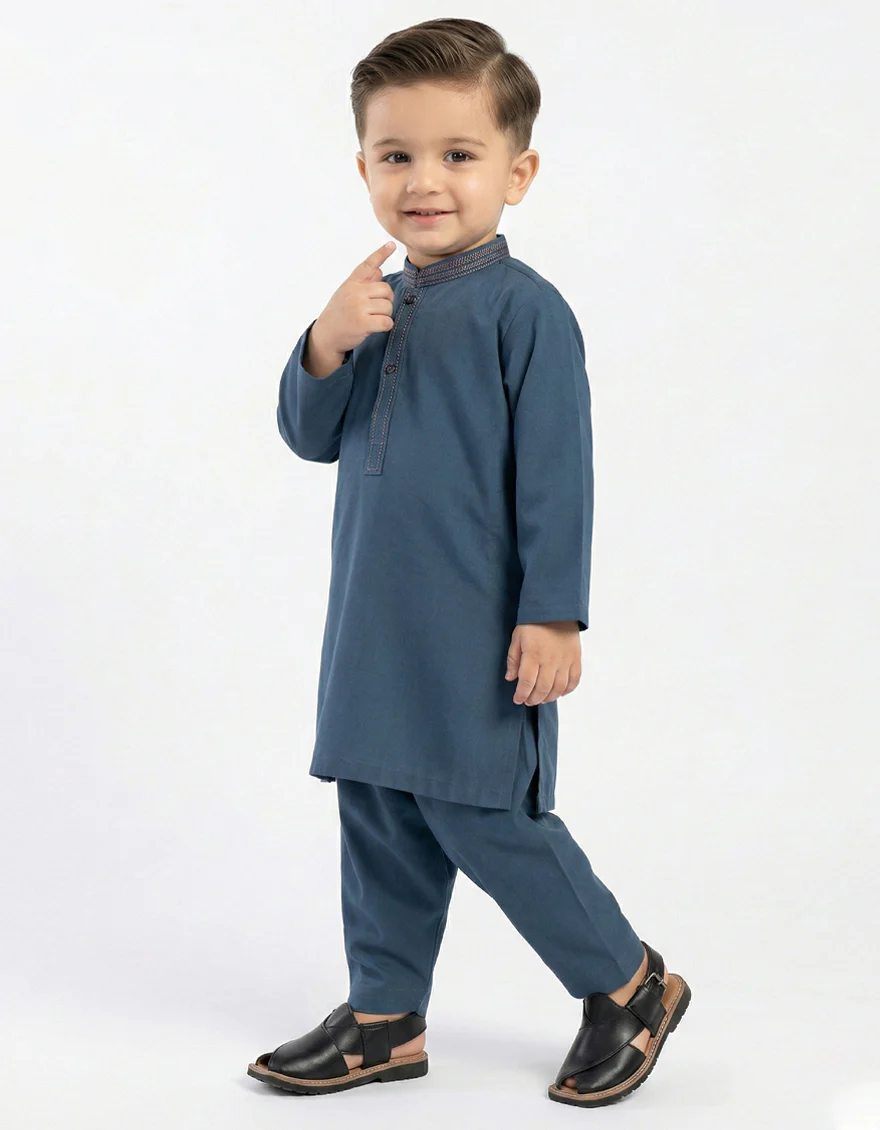 BLUE BLENDED KAMEEZ SHALWAR | JJIKS-A-39524/S26/JJ9945-SF - Image 2