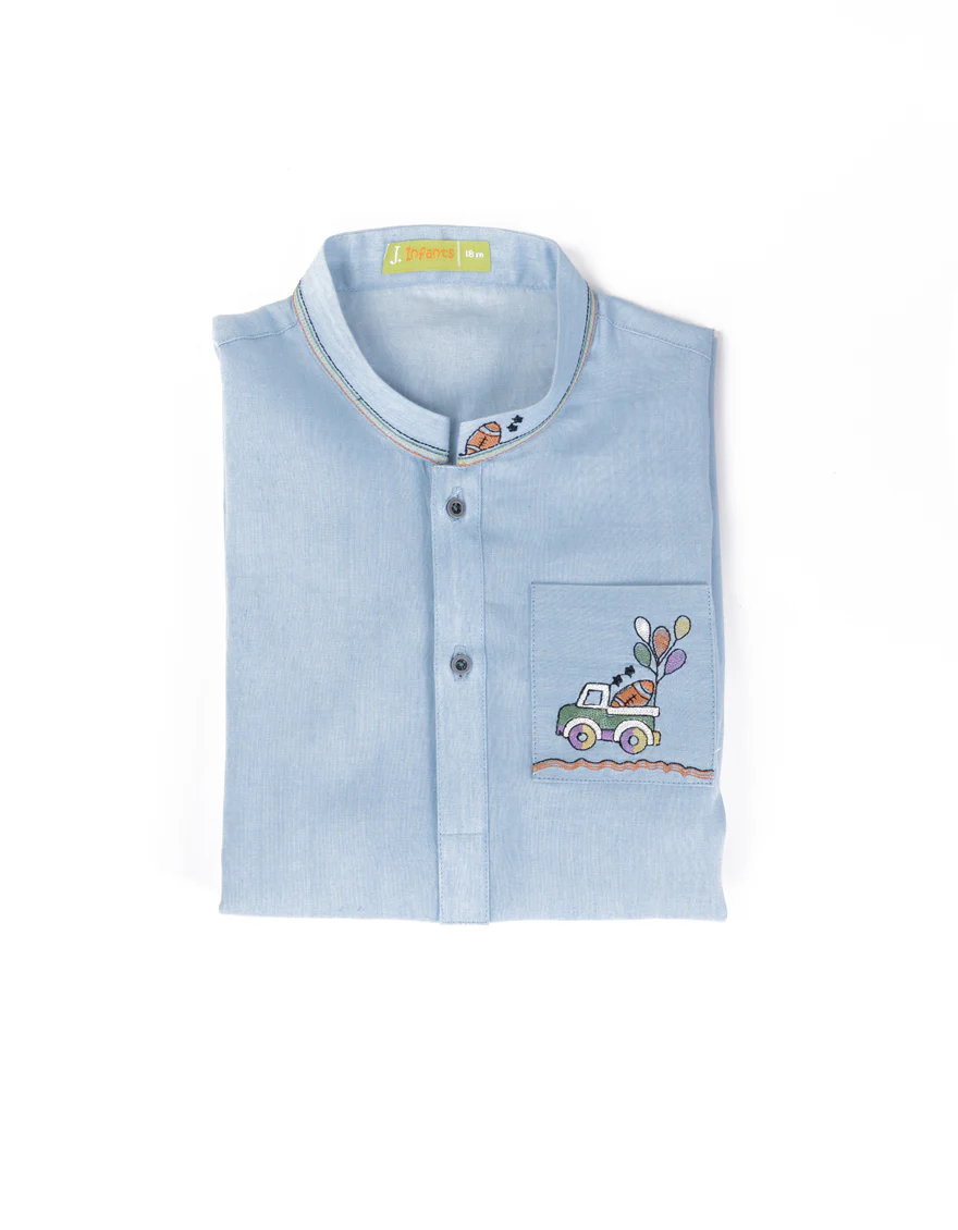 BLUE BLENDED KAMEEZ SHALWAR | JJIKS-A-46400/S24/JJ-DENIM-CL - Image 2
