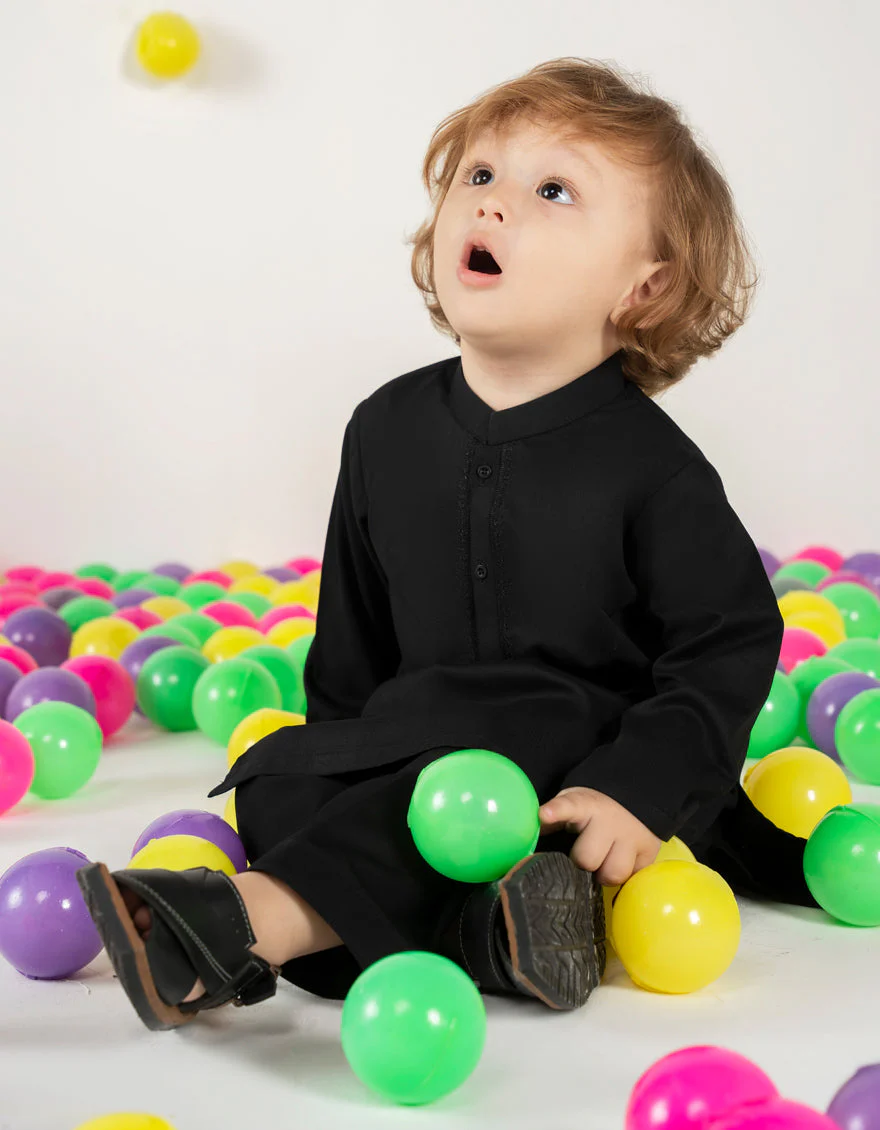 BLACK BLENDED KAMEEZ SHALWAR | JJIKS-A-46482/S25/JJ9579-SF - Image 2