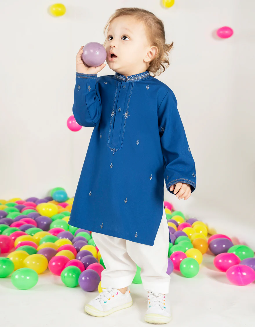 BLUE BLENDED KAMEEZ SHALWAR | JJIKS-A-46522/S25/JJ9622-FL - Image 2