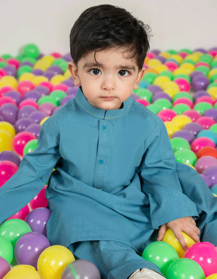 LIGHT BLUE BLENDED KAMEEZ SHALWAR | JJIKS-A-46527/S25/JJ9616-CL - Image 3