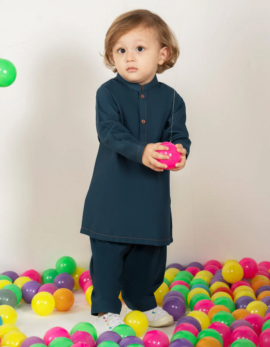 TEAL BLUE BLENDED KAMEEZ SHALWAR | JJIKS-A-46546/S25/JJ9372-CL