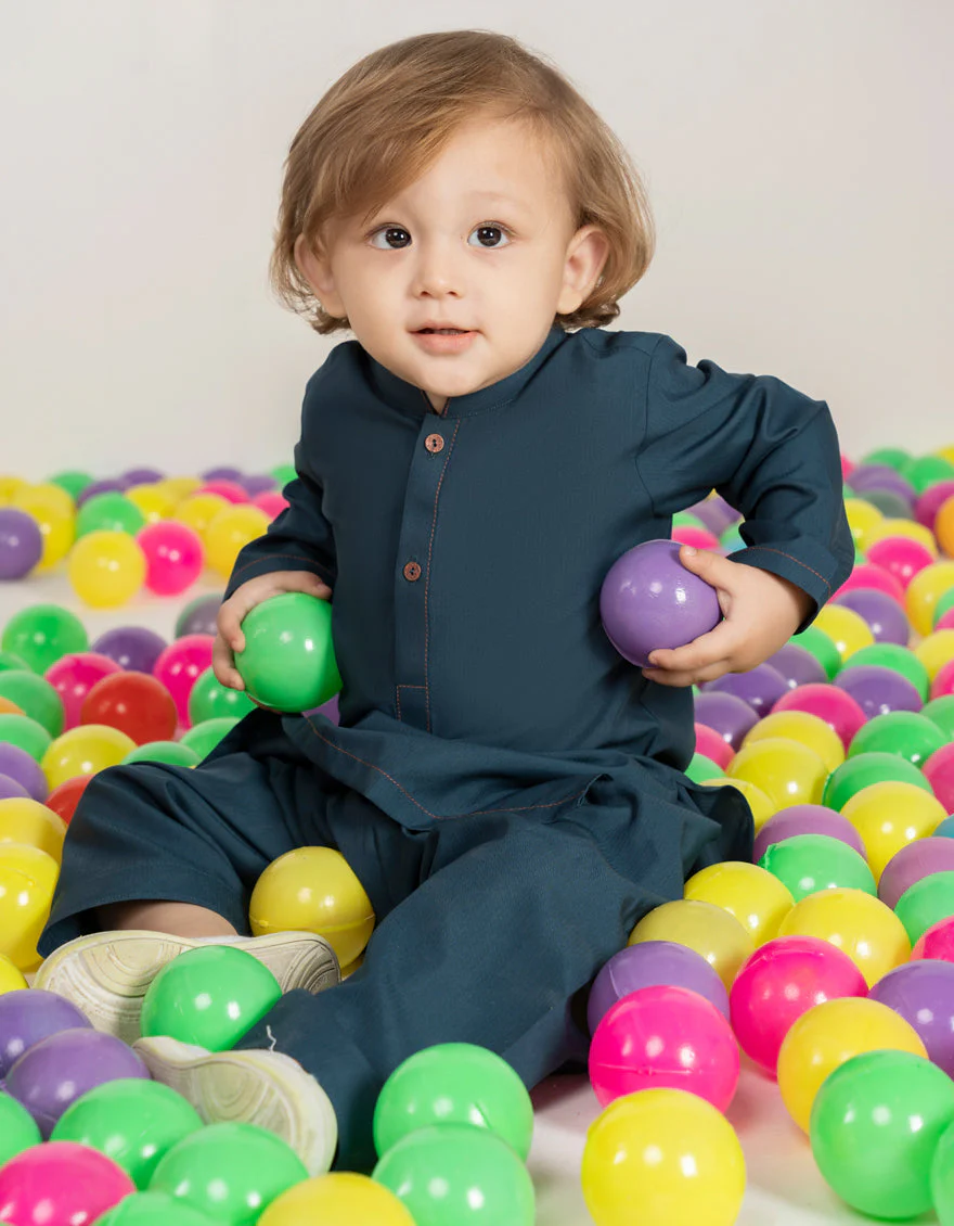 TEAL BLUE BLENDED KAMEEZ SHALWAR | JJIKS-A-46546/S25/JJ9372-CL - Image 3