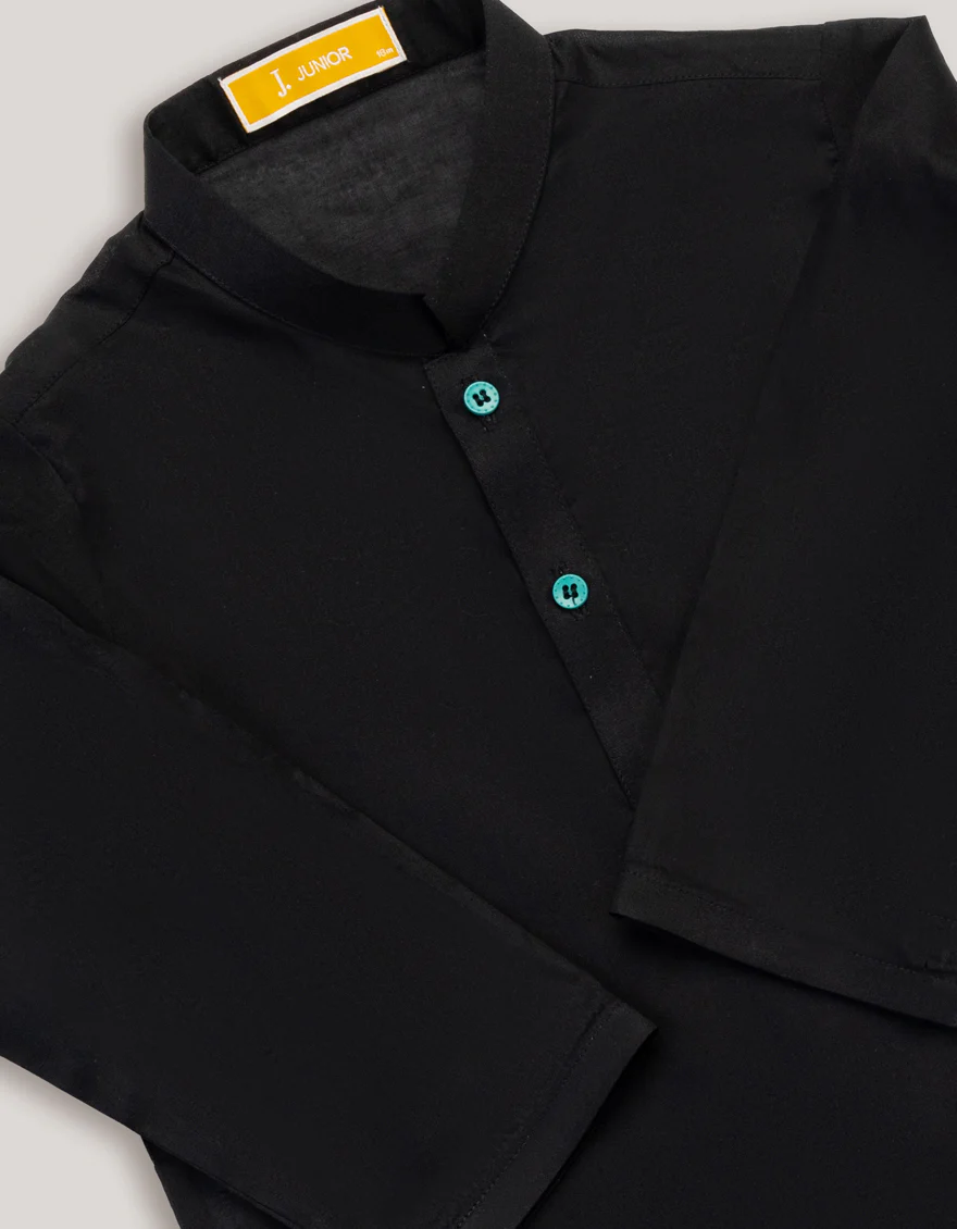 BLACK COTTON KAMEEZ SHALWAR | JJIKS-A-46676/S25/JJ9784-PN - Image 2
