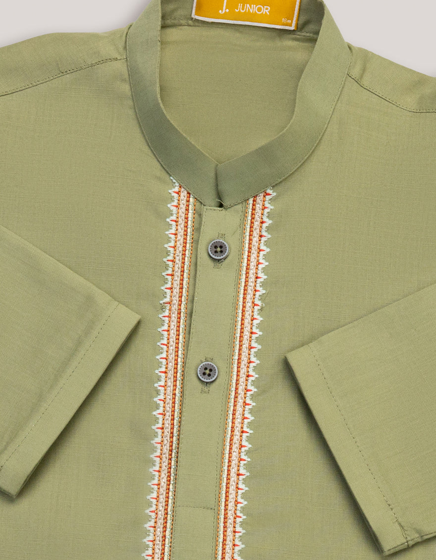 DULL GREEN COTTON KAMEEZ SHALWAR | JJIKS-A-50106/S25/JJ - Image 2