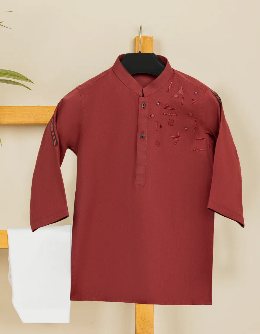 RED COTTON KAMEEZ SHALWAR | JJIKS-A-US-38570/S22/JJ7636-SF - Image 2