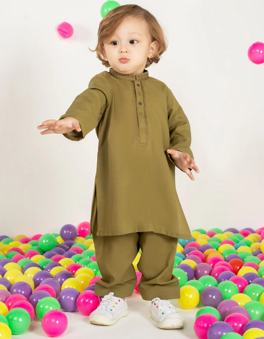MEHNDI GREEN BLENDED KAMEEZ SHALWAR | JJIKS-S-39247/S25/JJ9377-SF - Image 2