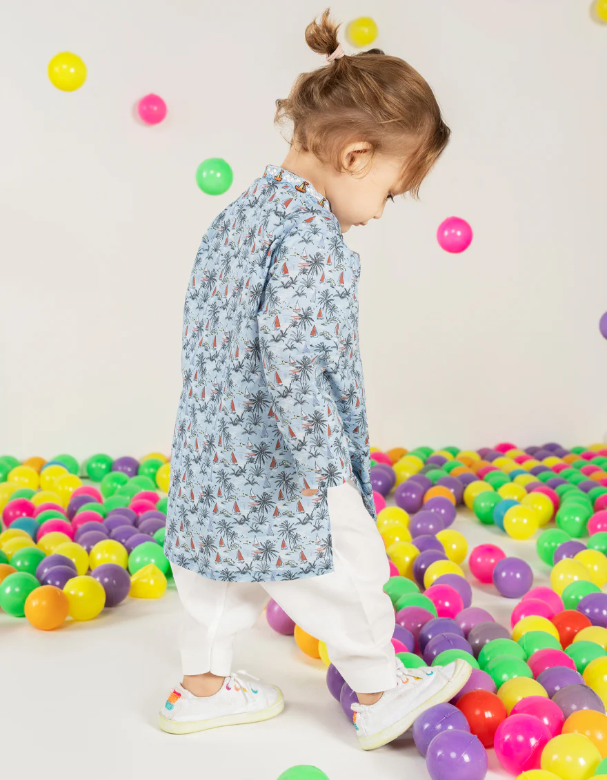 SKY BLUE COTTON KAMEEZ SHALWAR | JJIKS-S-46605/S25/JJ - Image 2