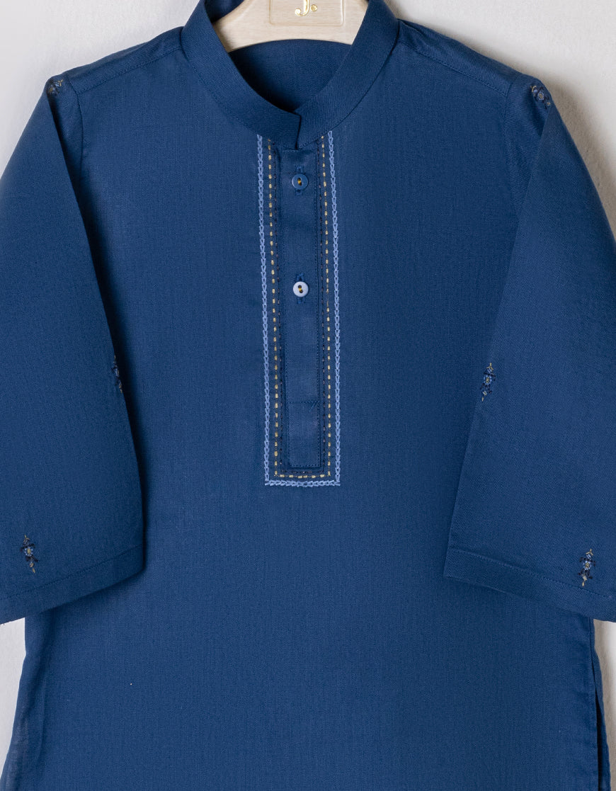 DARK BLUE COTTON KAMEEZ SHALWAR | JJIKS-S-US-34369/S23/JJ8765-CL - Image 2