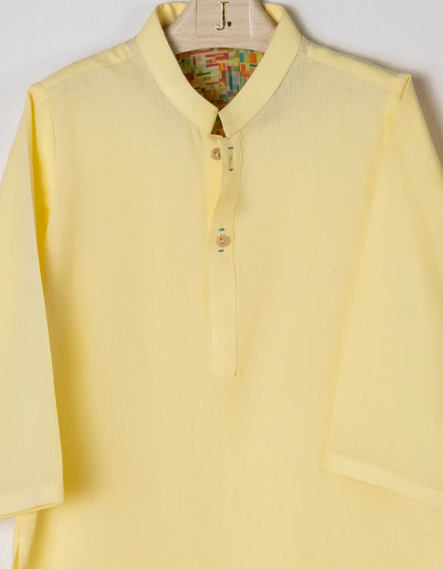 YELLOW COTTON KAMEEZ SHALWAR | JJIKS-S-US-34397/S23/DME3210-PN - Image 2