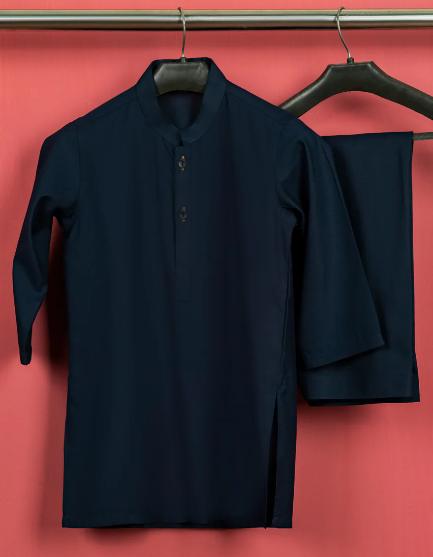 NAVY BLUE BLENDED KAMEEZ SHALWAR | JJIKS-S-US-35833-R4-AP/S23/JJ8733-PN