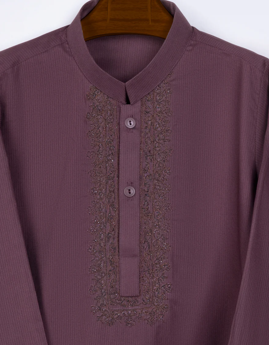 MAUVE COTTON KAMEEZ SHALWAR | JJIKS-S-US-38727/S23/JJ8394-SF - Image 2