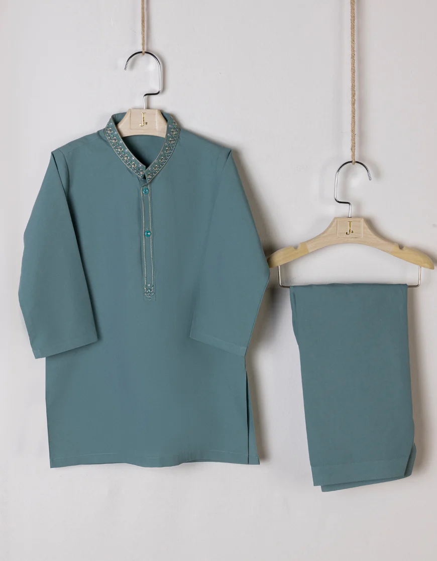 AQUA GREEN BLENDED KAMEEZ SHALWAR | JJIKS-S-US-38789/S23/JJ8726-SF