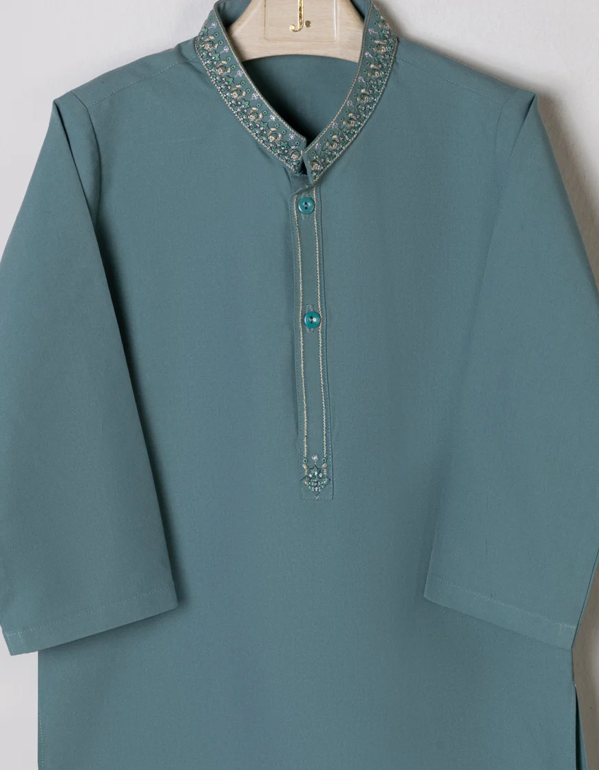 AQUA GREEN BLENDED KAMEEZ SHALWAR | JJIKS-S-US-38789/S23/JJ8726-SF - Image 2