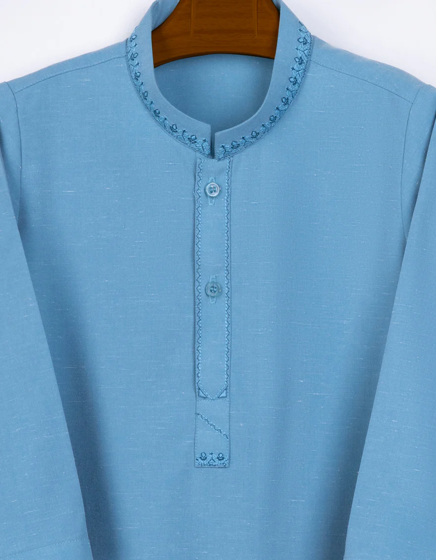 SKY BLUE BLENDED KAMEEZ SHALWAR | JJIKS-S-US-41262/S23/JJ8713-CL - Image 2