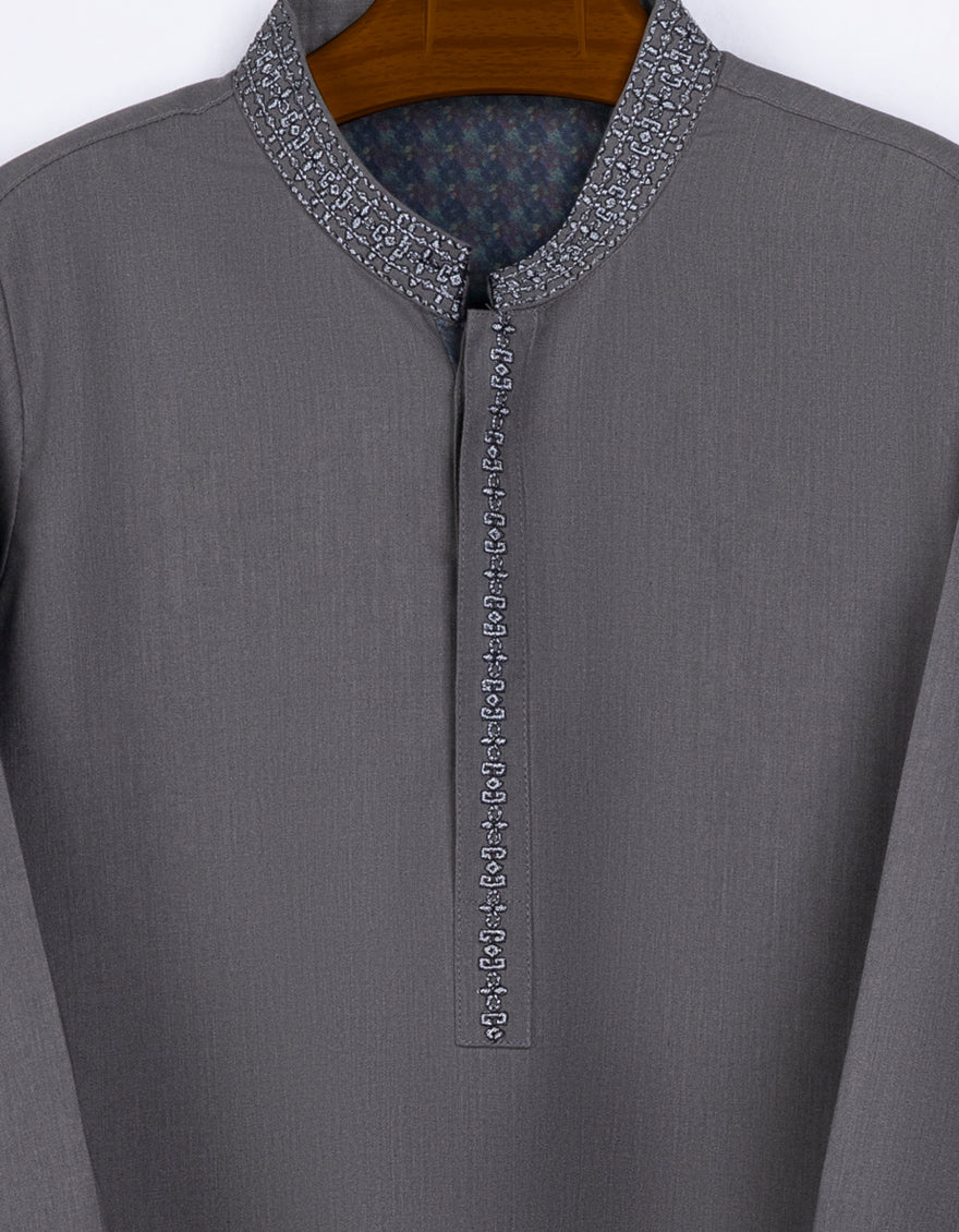DARK OLIVE GREEN BLENDED KAMEEZ SHALWAR | JJIKS-S-US-46081/S23/JJ7669-SF - Image 2