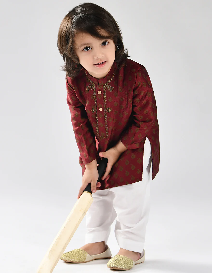 MAROON SPECIAL KAMEEZ SHALWAR | JJIKS-SP-US-43065/S21/JJ8138-FL - Image 3