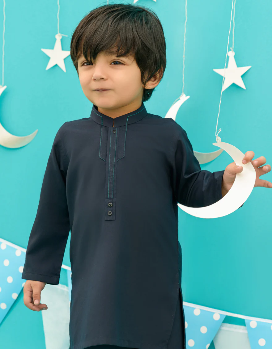 NAVY BLUE BLENDED KAMEEZ SHALWAR | JJIKS-US-43247/A23/JJ8790-CL - Image 2