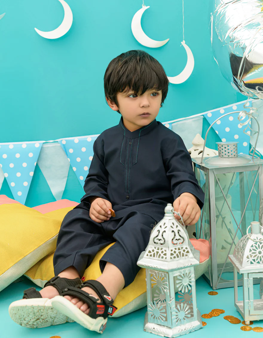 NAVY BLUE BLENDED KAMEEZ SHALWAR | JJIKS-US-43247/A23/JJ8790-CL - Image 3