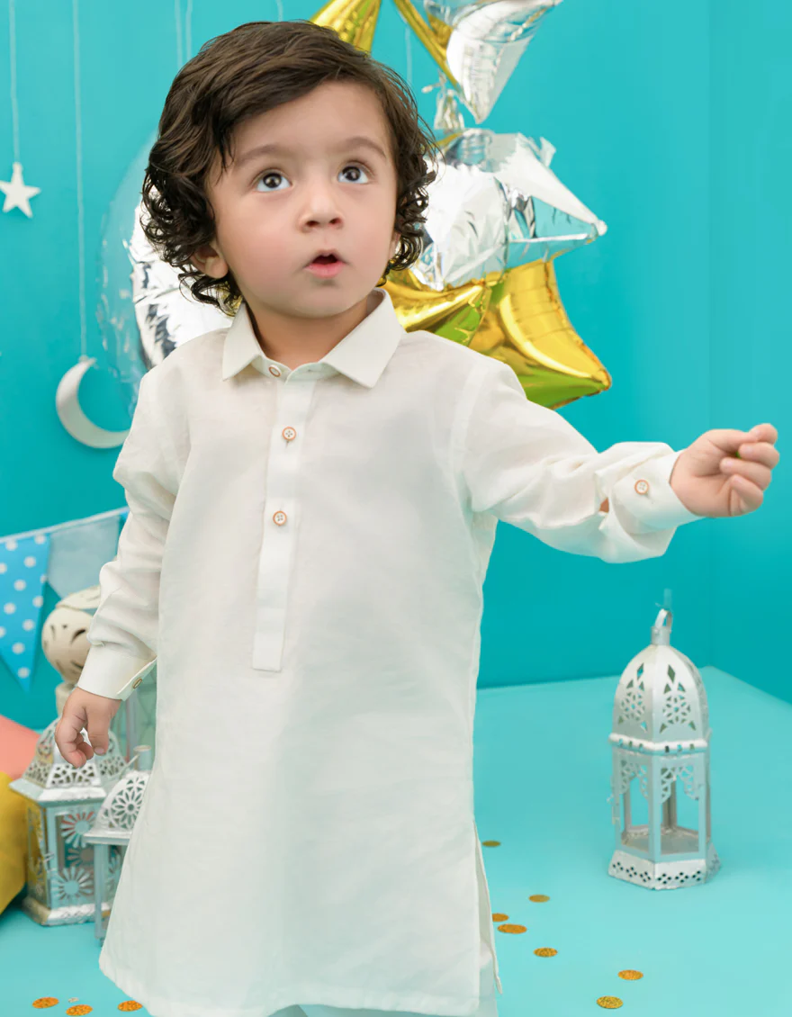 OFF WHITE BLENDED KAMEEZ SHALWAR | JJIKS-US-43261/A23/JJ8184-PN - Image 2