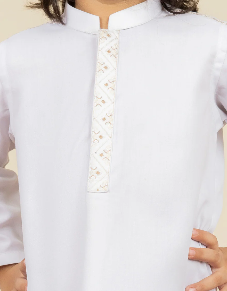 WHITE BLENDED KAMEEZ SHALWAR | JJIKS-US-45047/A22/JJ8346-SF - Image 2