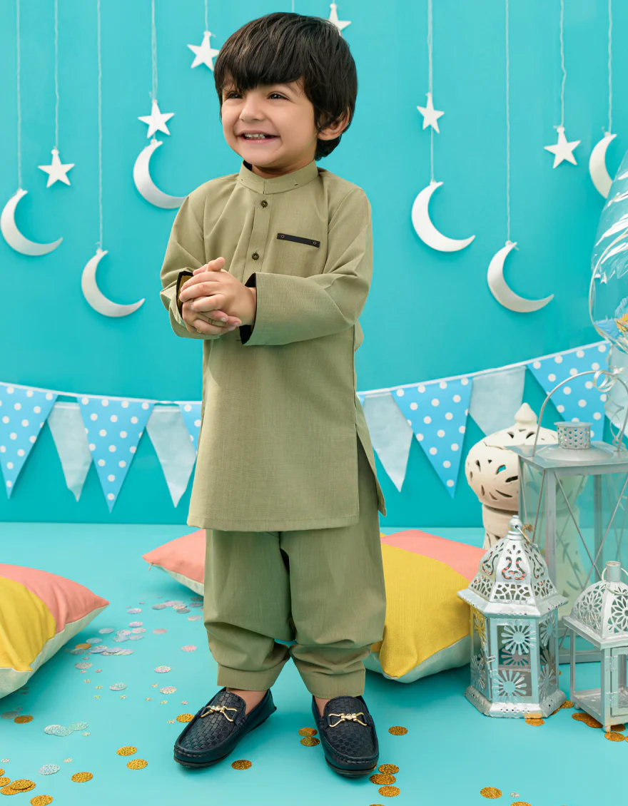 GREEN BLENDED KAMEEZ SHALWAR | JJIKS-US-45221/A23/JJ8870-CL