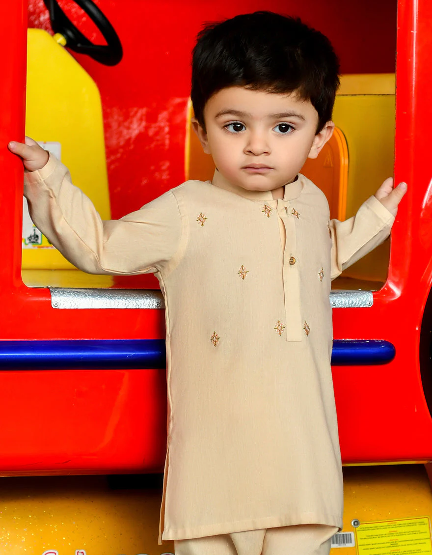 BEIGE BLENDED KAMEEZ SHALWAR | JJIKS-US-45241/A23/JJ8814-SF - Image 2