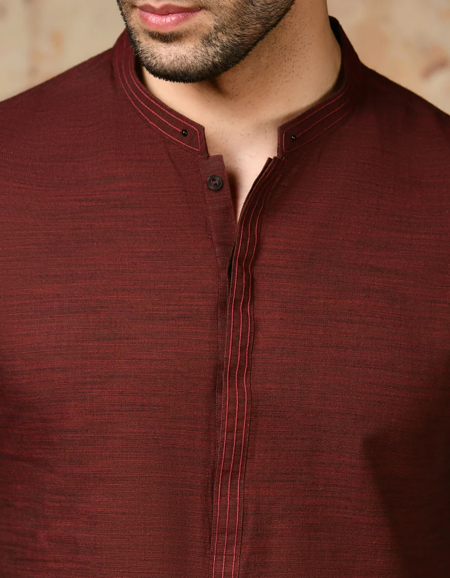 RED COTTON KURTA | JJK-A-32879/S24/JJ92 - Image 2