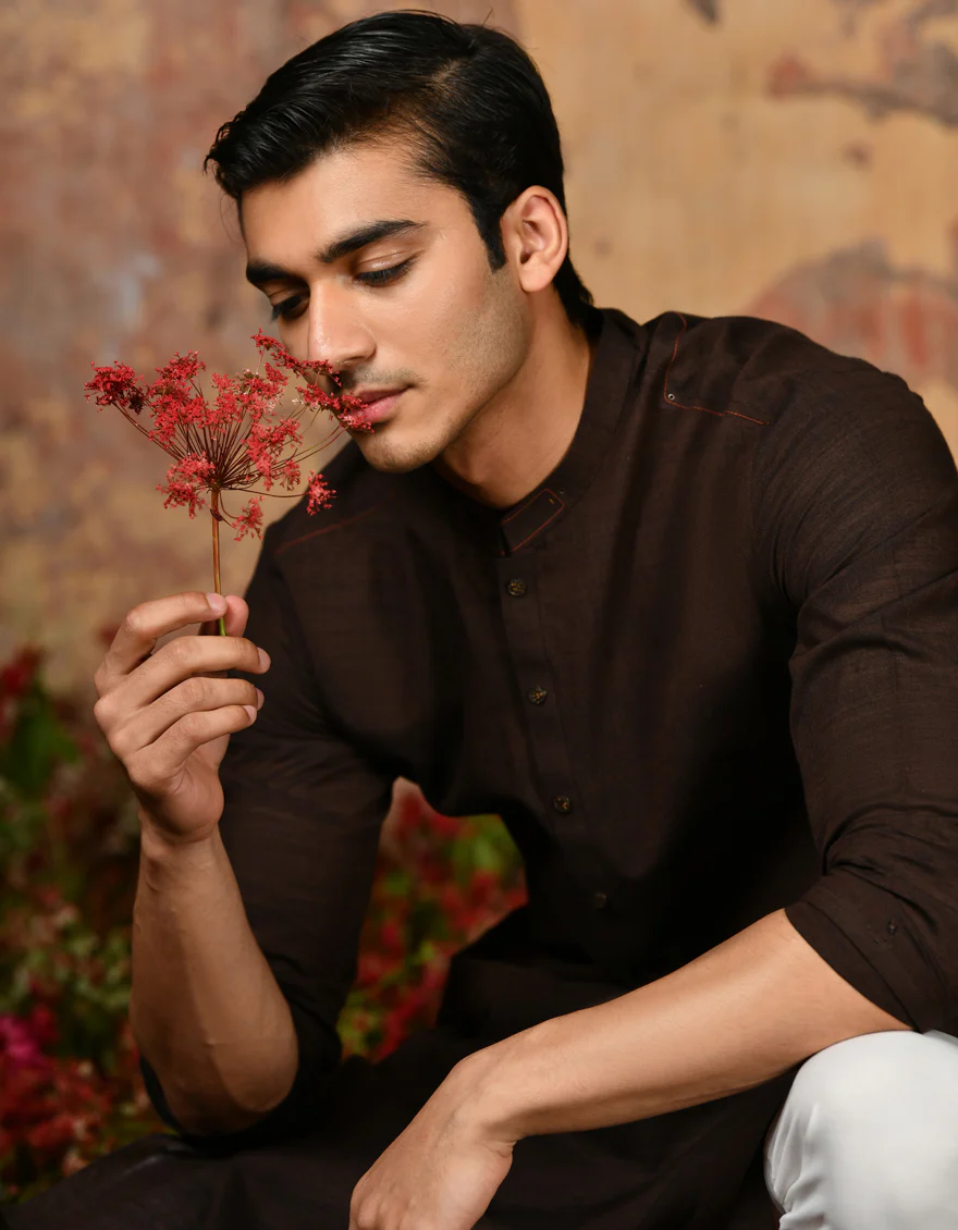 BROWN COTTON KURTA | JJK-A-32880/S24/JJ92 - Image 2