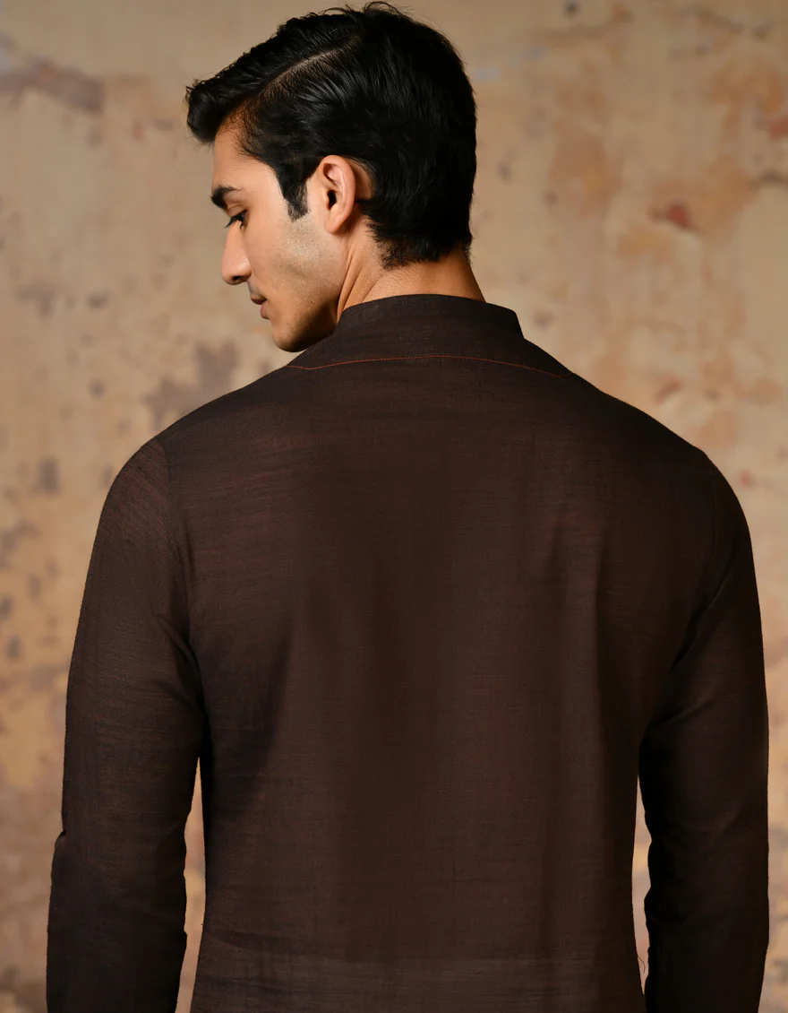 BROWN COTTON KURTA | JJK-A-32880/S24/JJ92 - Image 3