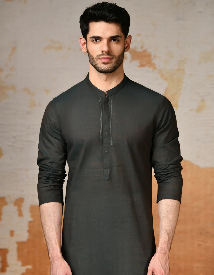 GREEN COTTON KURTA | JJK-A-32882/S24/JJ92 - Image 3