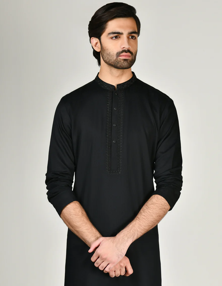 BLACK BLENDED KURTA | JJK-A-32936/S24/JJ9253-SF - Image 2