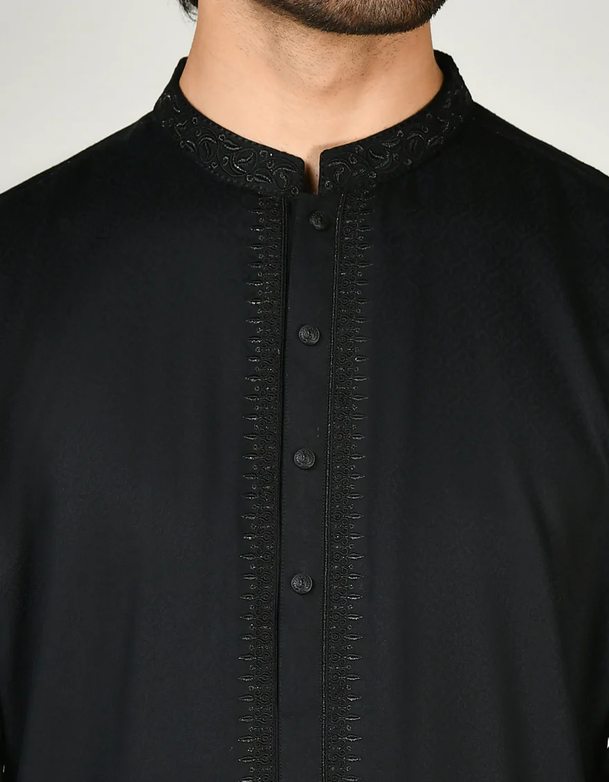 BLACK BLENDED KURTA | JJK-A-32936/S24/JJ9253-SF - Image 3