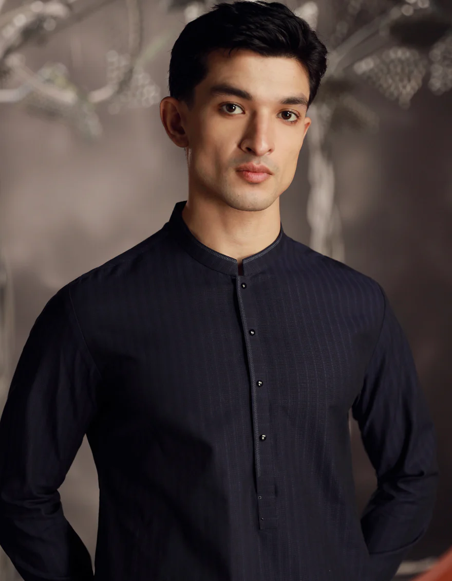 BLUE COTTON KURTA | JJK-A-33012/S24/JJ9483-PN - Image 2