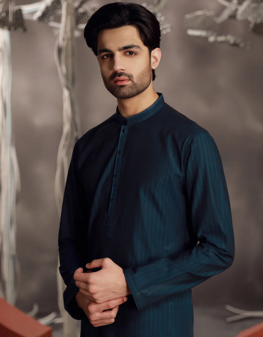 MIDNIGHT BLUE COTTON KURTA | JJK-A-33014/S24/JJ9483-PN - Image 2