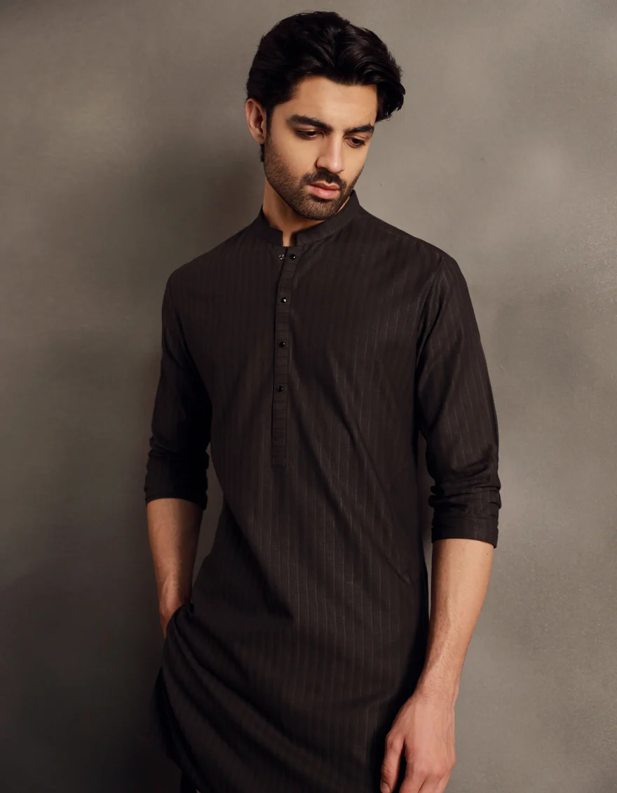 BROWN COTTON KURTA | JJK-A-33015/S24/JJ9483-PN - Image 3