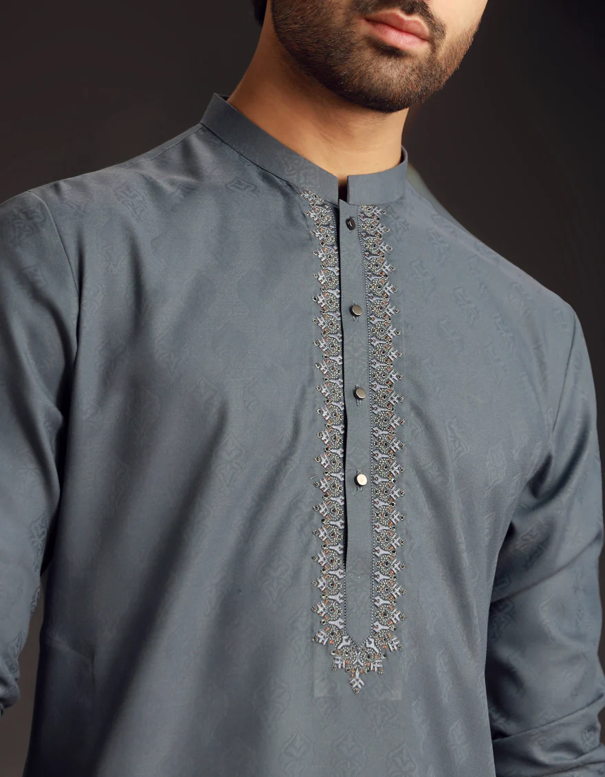 GREY BLENDED KURTA | JJK-A-33018/S24/JJ9605-FL - Image 2