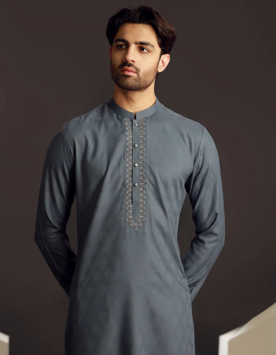 GREY BLENDED KURTA | JJK-A-33018/S24/JJ9605-FL - Image 3
