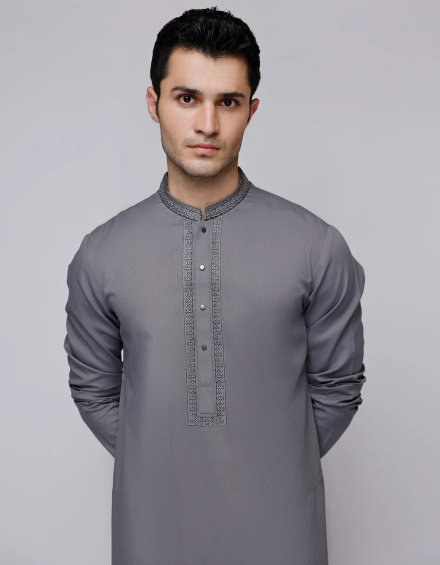 GREY BLENDED KURTA | JJK-A-33057/S25/JJ9419-SF - Image 3
