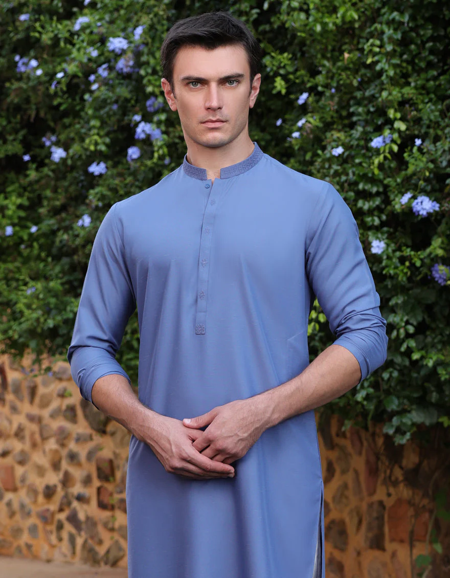 LIGHT BLUE BLENDED KURTA | JJK-A-33059/S25/JJ9360-SF - Image 2