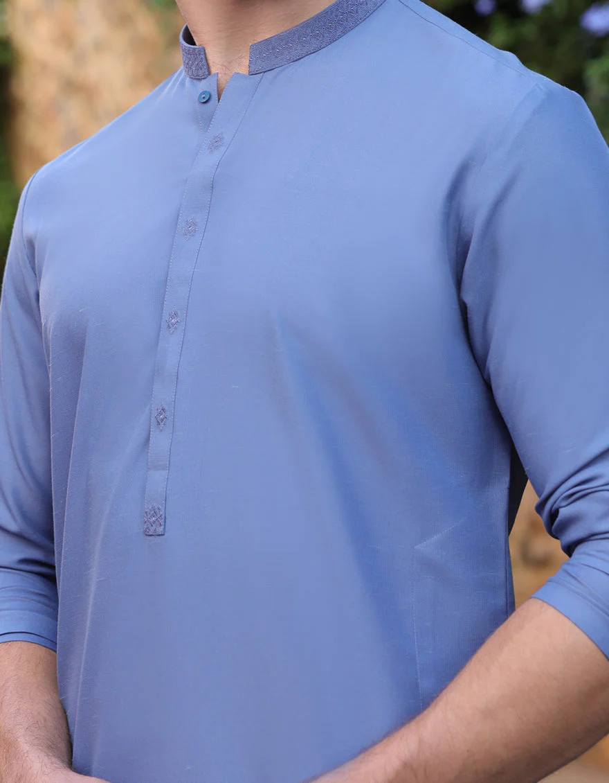 LIGHT BLUE BLENDED KURTA | JJK-A-33059/S25/JJ9360-SF - Image 3