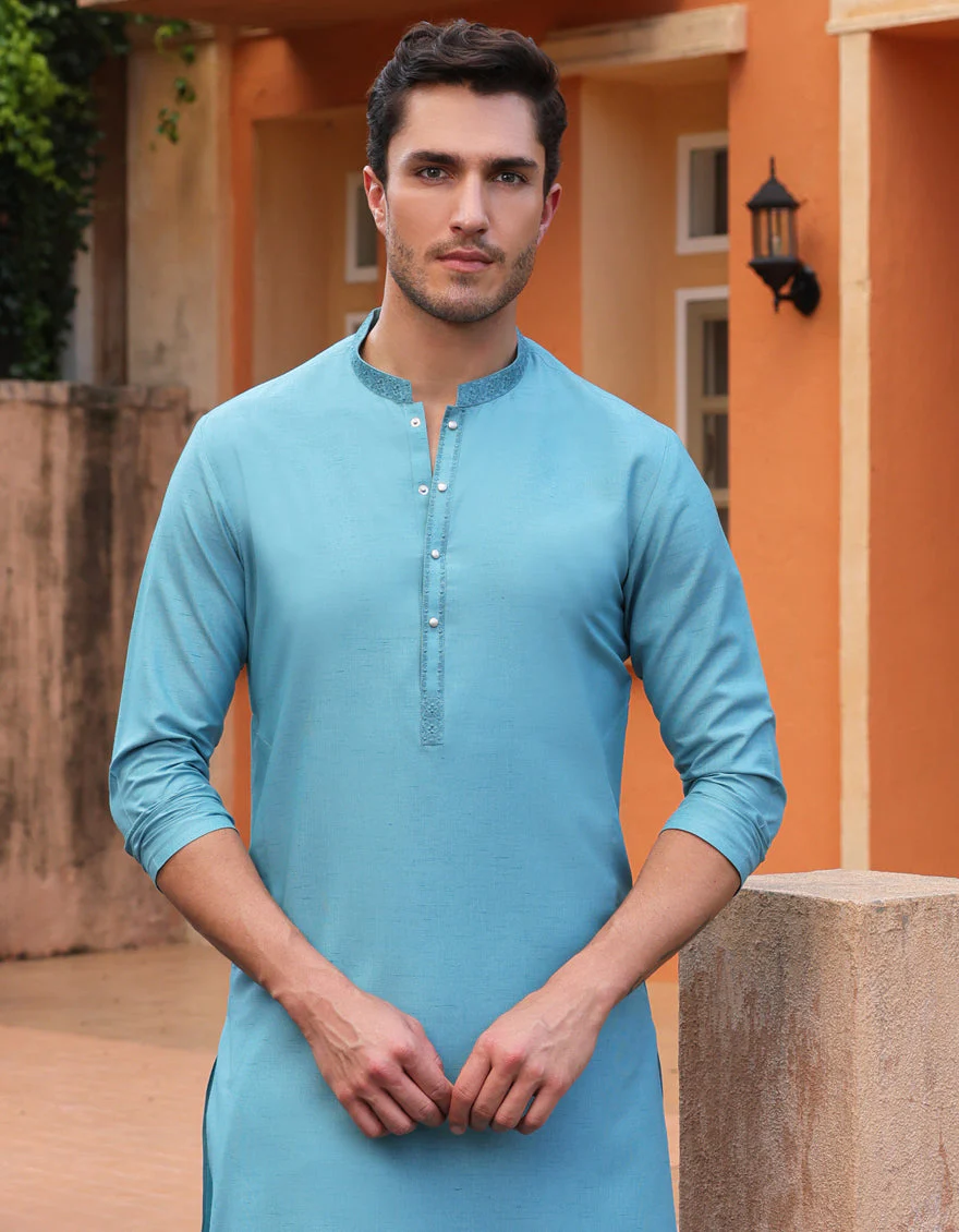 DULL GREEN BLENDED KURTA | JJK-A-33060/S25/JJ9360-SF - Image 2