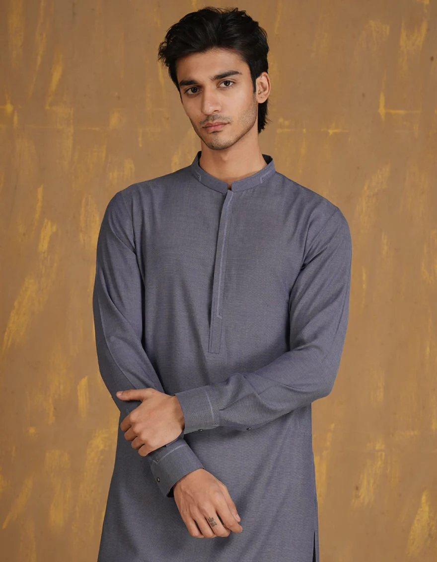 DENIM BLUE BLENDED KURTA | JJK-A-33074/S24/JJ8815-CL - Image 2