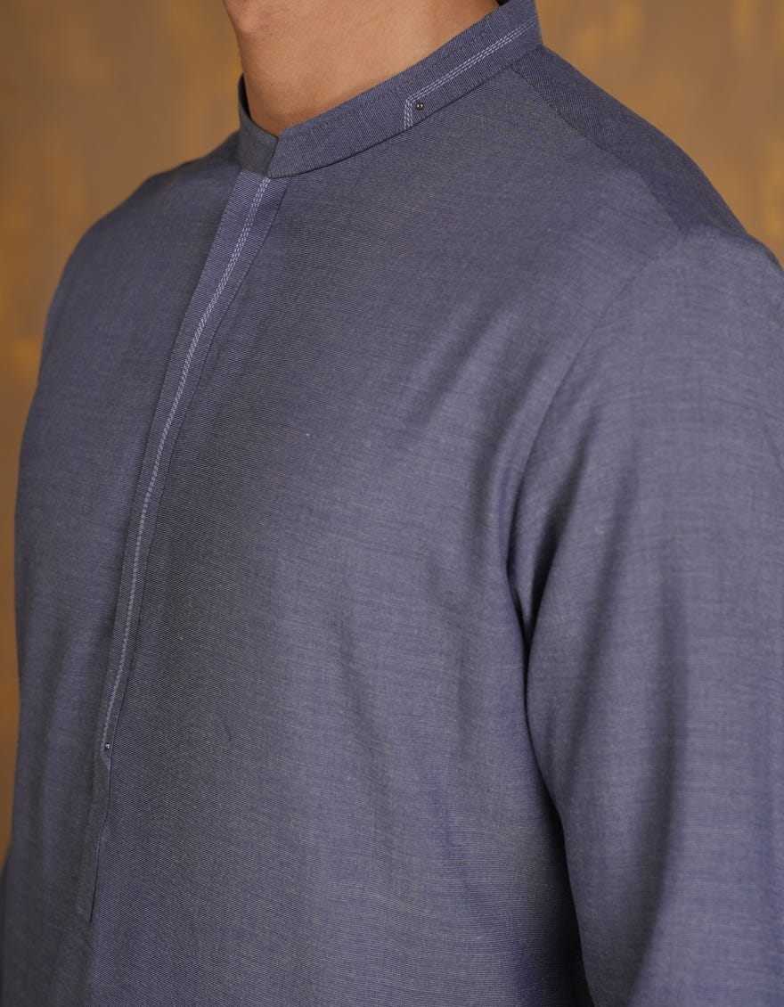 DENIM BLUE BLENDED KURTA | JJK-A-33074/S24/JJ8815-CL - Image 3