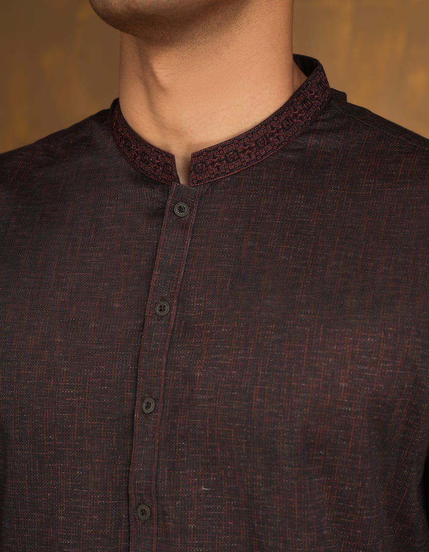 RED COTTON KURTA | JJK-A-33094/S24/JJ8771-SF - Image 2