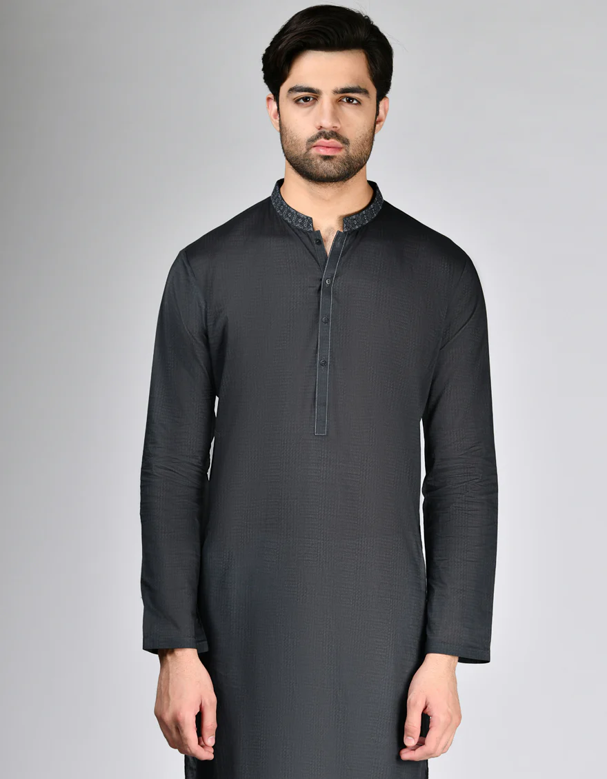 CHARCOAL COTTON KURTA | JJK-A-33101/S24/JJ8771-SF - Image 2